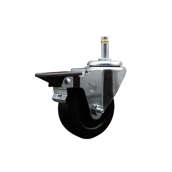 3.5'' Hard Rubber Wheel Swivel 7/16'' Grip Ring Stem Caster with Brake